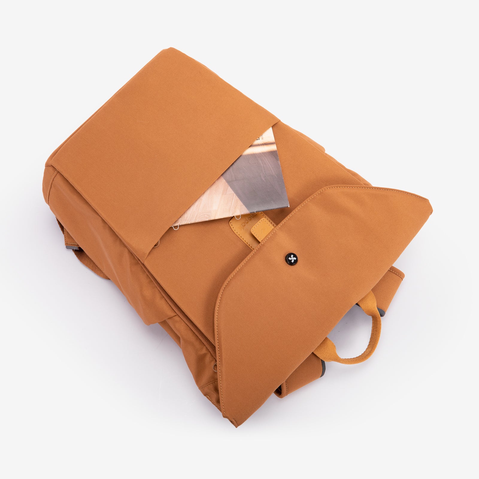 Mopak Sleek Backpack_front pocket #color_brown