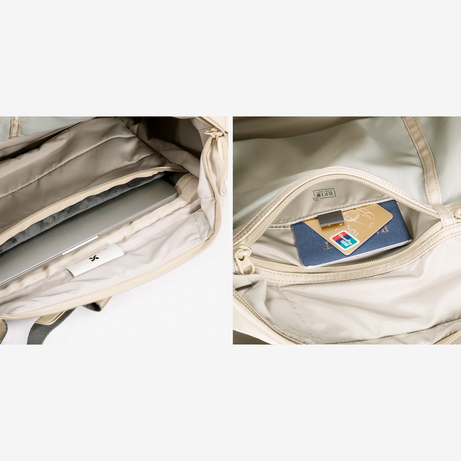 Mopak Weekender Duffel Bag RFID secure pocket #color_natural