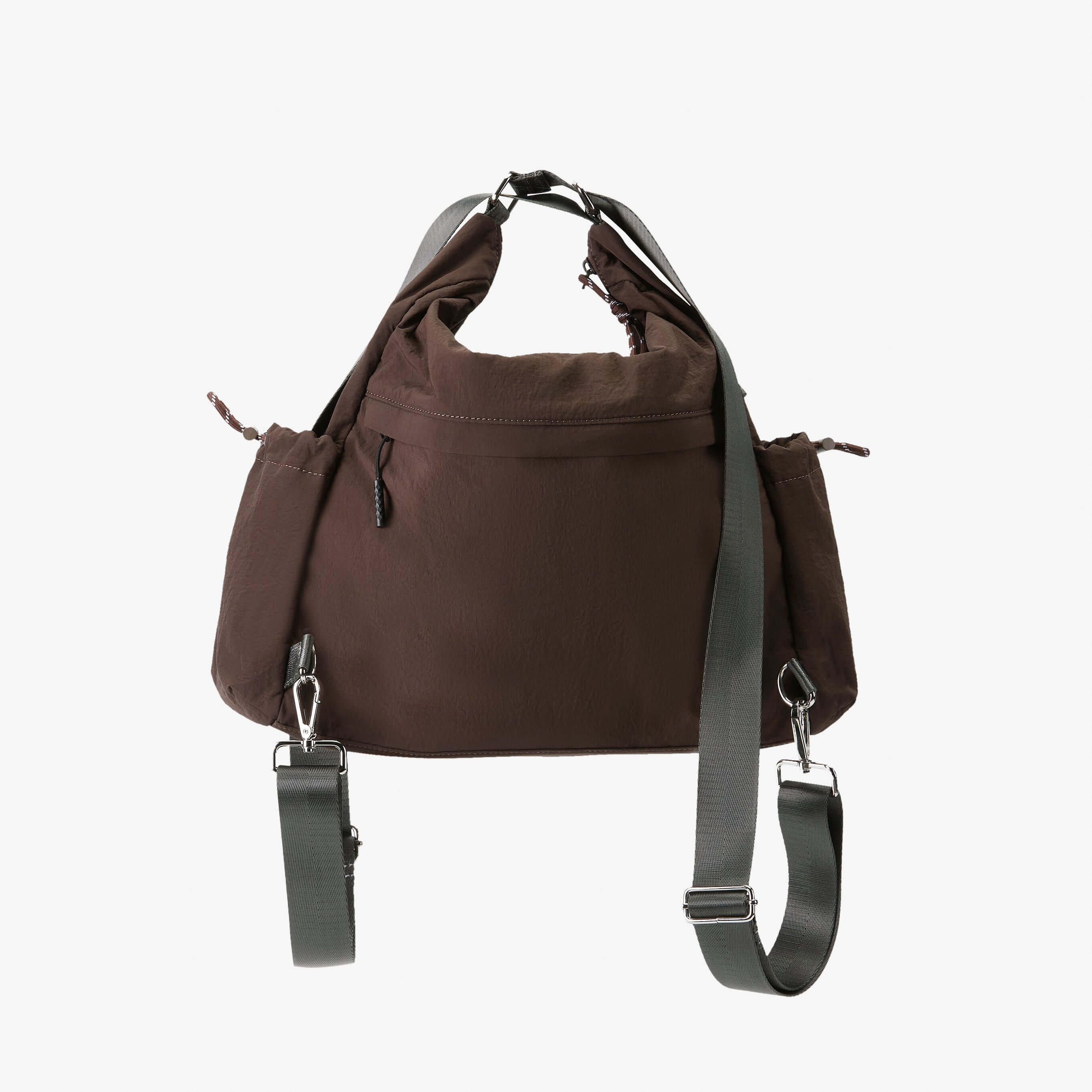 Air Convert Tote in rich brown, crafted from organic fabric, versatile for urban styles, featured by Mopak New and Lululemon.