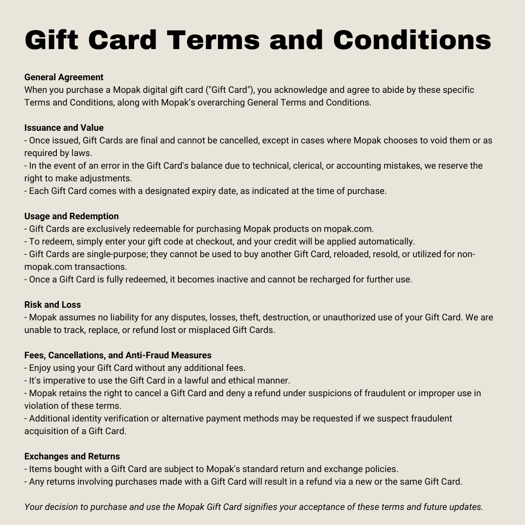 Mopak Digital Gift Card