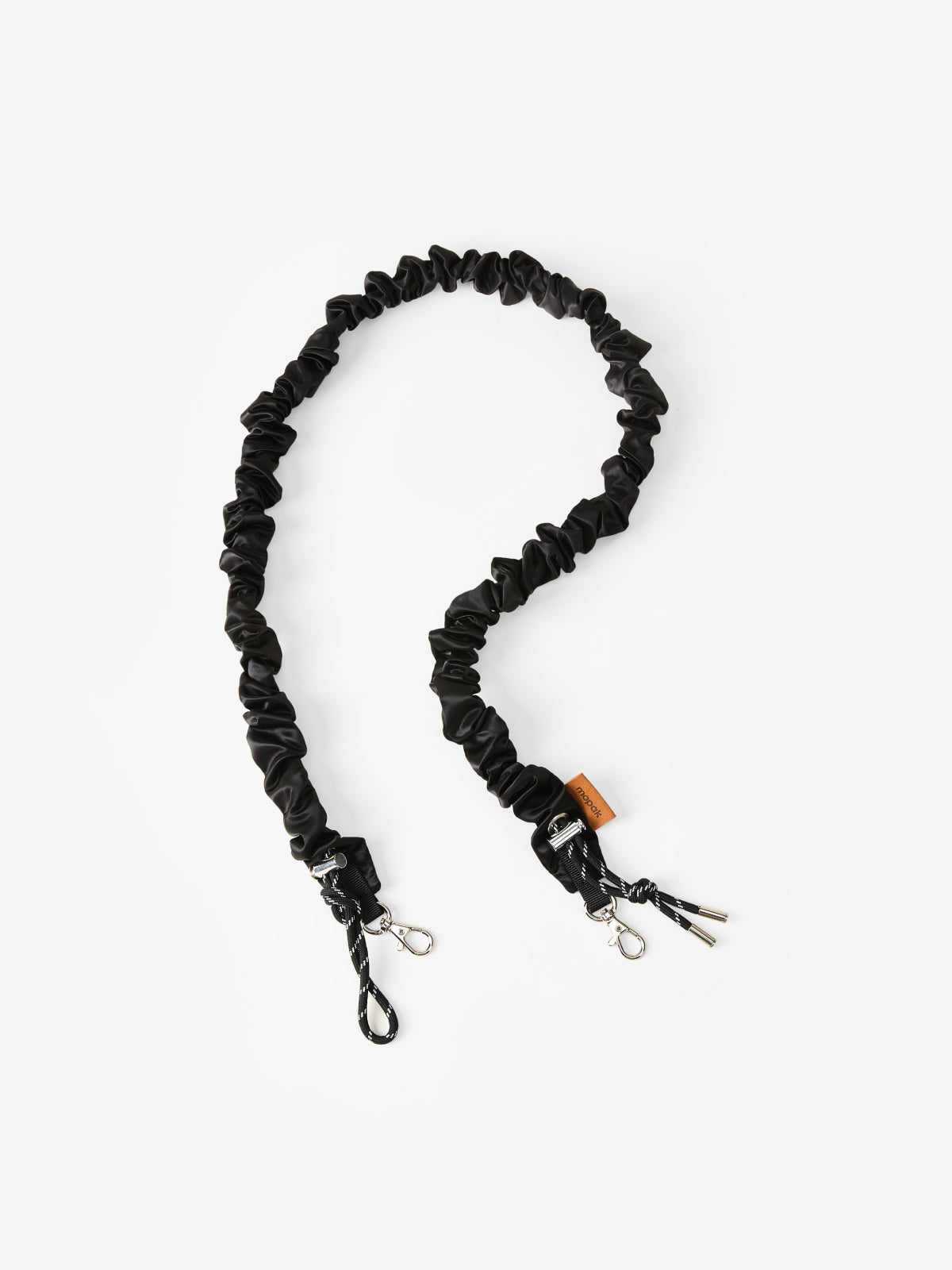 Detachable crossbody phone strap in black with scrunchie texture for style and functionality.