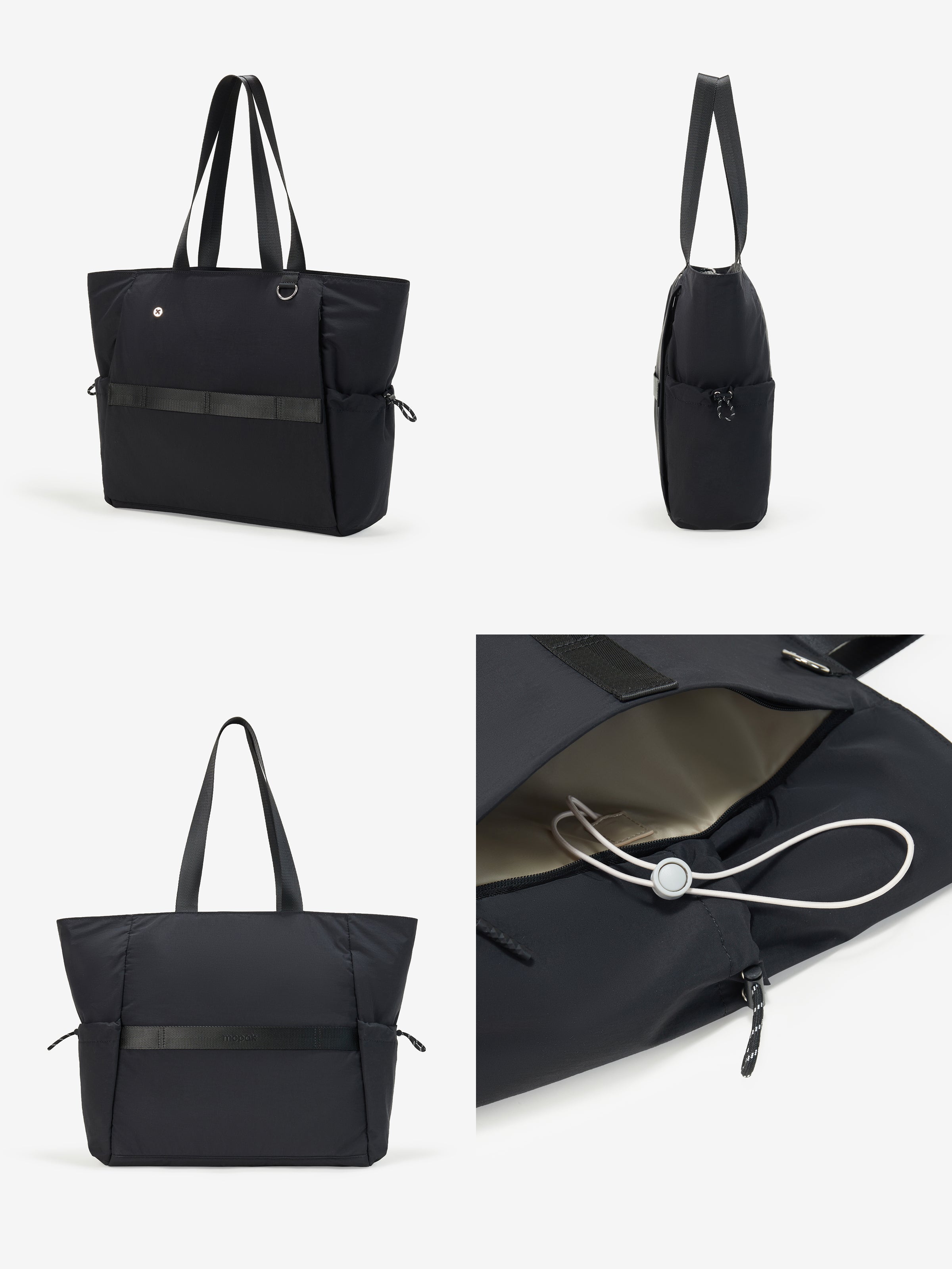 Air Daily Tote in black, showcasing versatile carry options and spacious interior for everyday use.